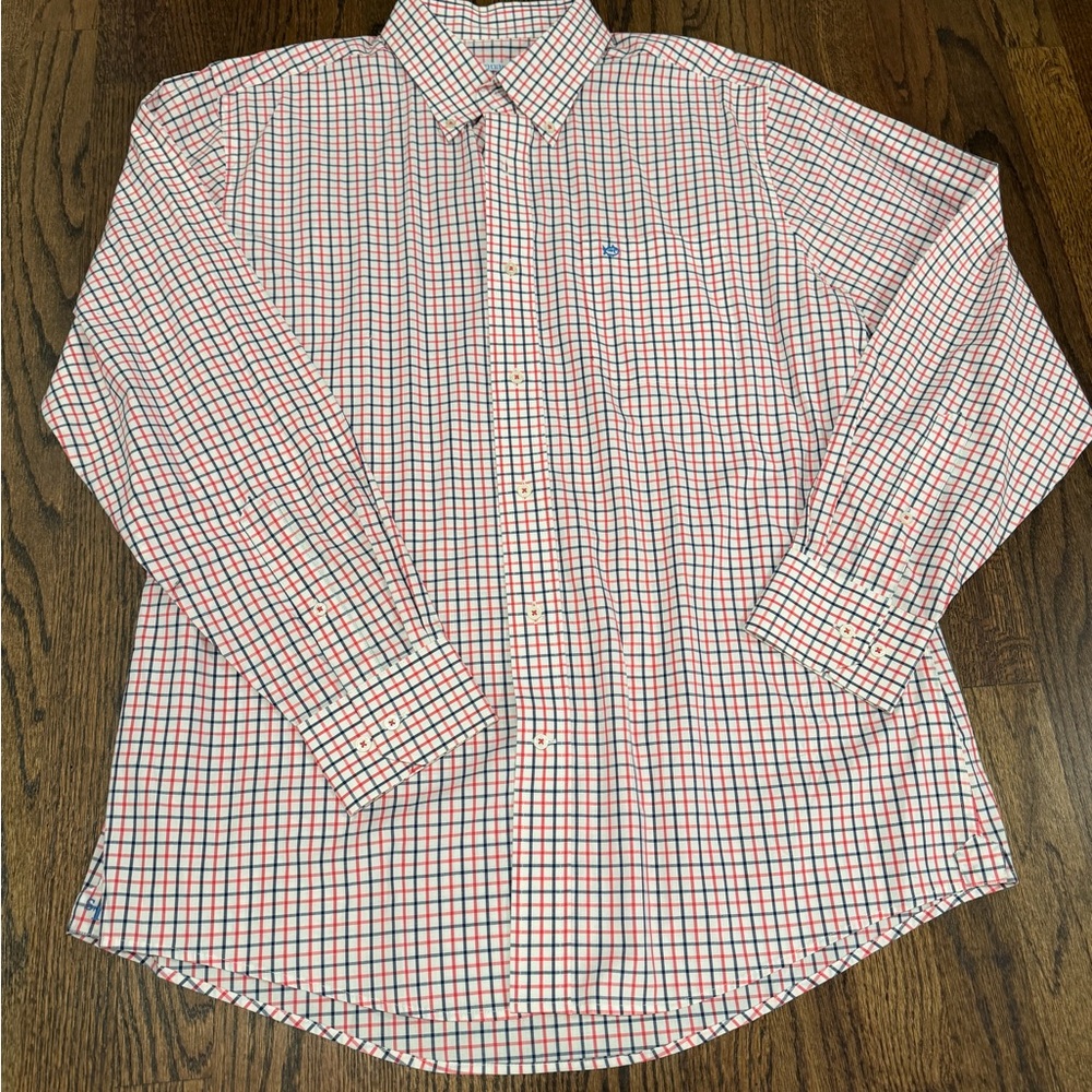 Southern Tide Men's Plaid Shirt - Red and Blue